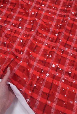 Футер двунитка КЛЕТКА КРАСНАЯ 10373