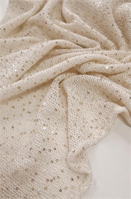 Вязаное полотно с пайетками ЭКРЮ 10218